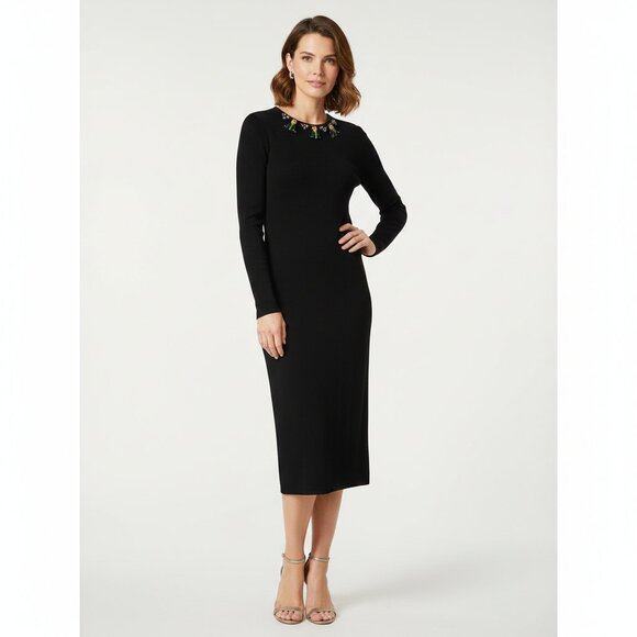 Tory Burch Dresses & Skirts - *Tory Burch Deena Embellished Long Sleeve Midi Dress – Black – Size S